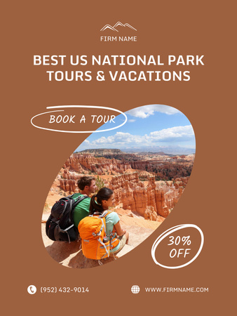 Matkaopas kansallispuistoihin Poster US Design Template