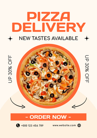 New Taste Pizza Delivery Offer Poster Design Template
