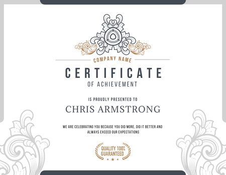 Achievement Award from Company Certificate Design Template