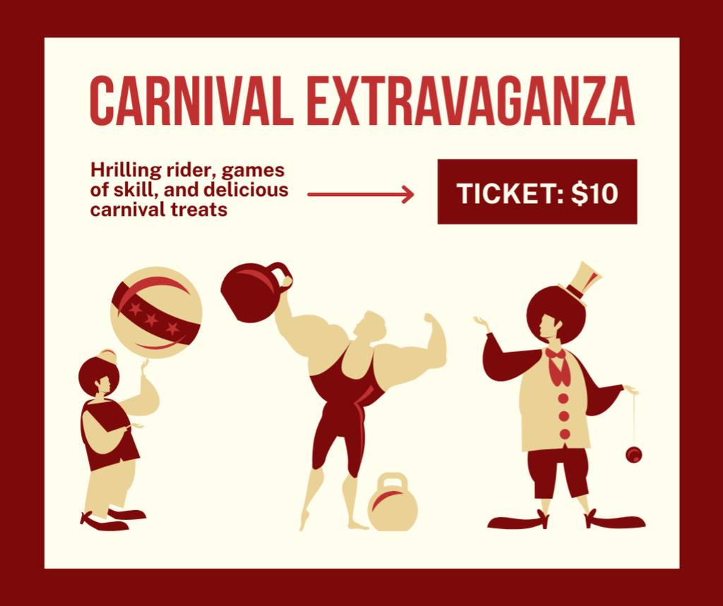 Designvorlage Thrilling Shows At Carnival Extravaganza Offer für Facebook