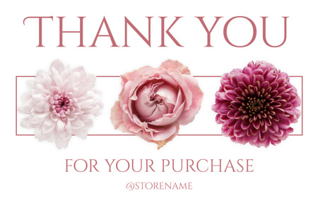 Template di design Thank You Message with Fresh Flowers on Pink Thank You Card 5.5x8.5in