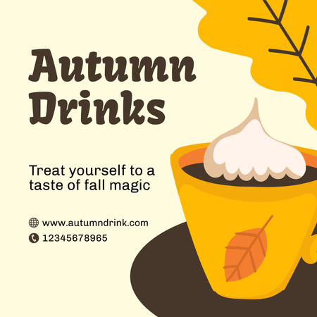 Delicious Autumn Drink in Yellow Cup Instagram Design Template
