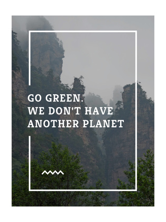 Lainaus Green Planetista vuoristomaisemalla Poster US Design Template