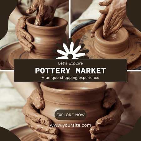 Designvorlage Pottery Market With Clay Pot Forming Process für Instagram