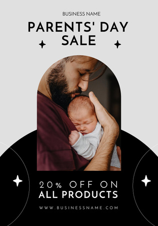 Platilla de diseño Parents Day Sale with Father and Cute Newborn Poster 28x40in