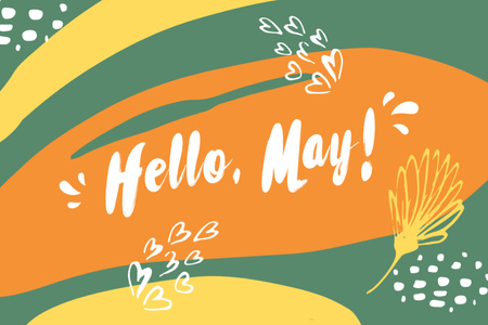 Platilla de diseño Colorful May Day Congrats With Hearts Postcard 4x6in