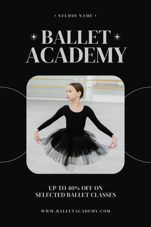 Ballet Academy with Ballerina in Black Dress Pinterest Design Template