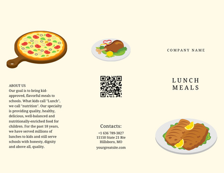 School Lunches And Meals For Kids Menu 11x8.5in Tri-Fold Design Template