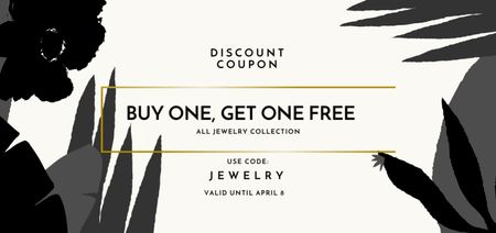 Designvorlage Jewelry Offer with Flowers Drawings für Coupon Din Large