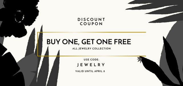 Jewelry Offer with Flowers Painting Coupon Din Large Design Template