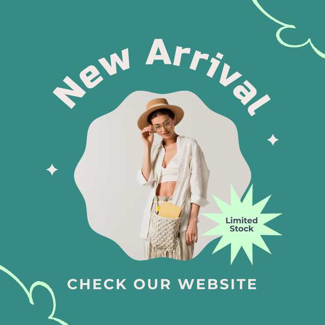 Fashion Ad with Stylish Woman Instagram Design Template