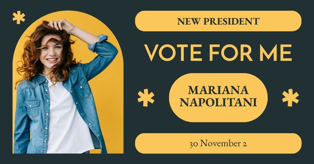 Voting for New President with Attractive Woman Facebook AD Design Template