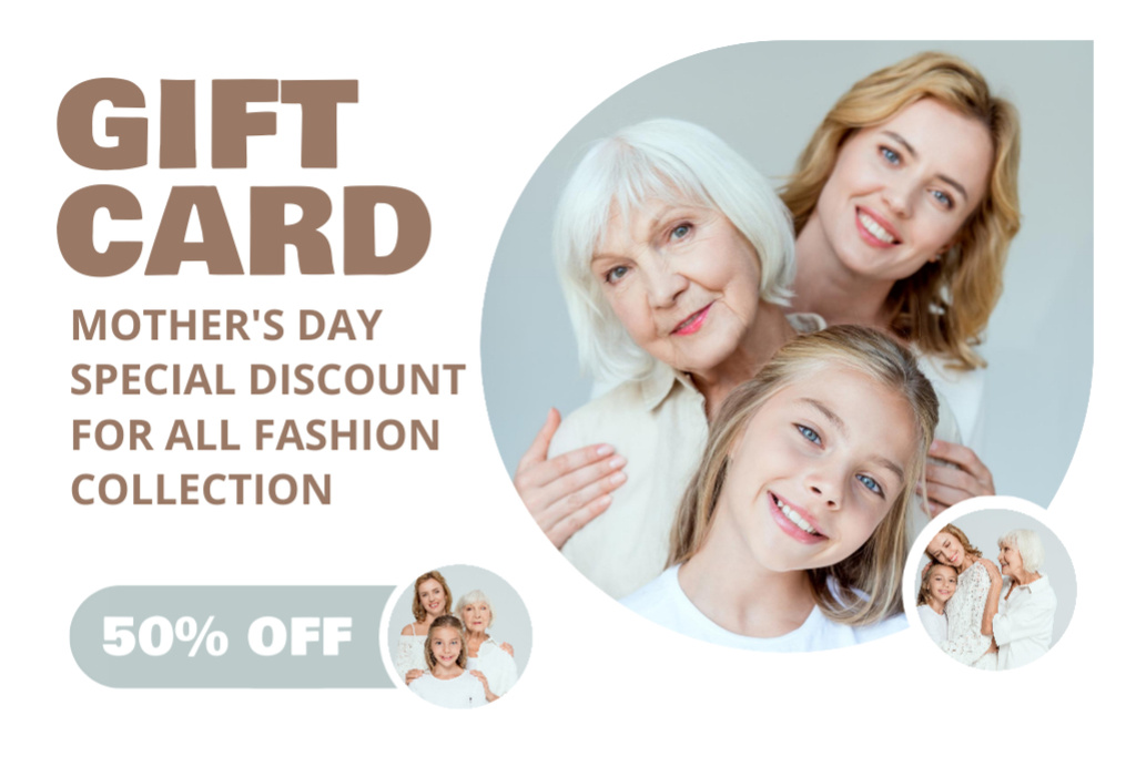 Template di design Mother's Day Offer with Women of Different Age Gift Certificate