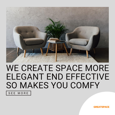 Designvorlage Furniture Ads with Modern Аrmchairs für Instagram AD