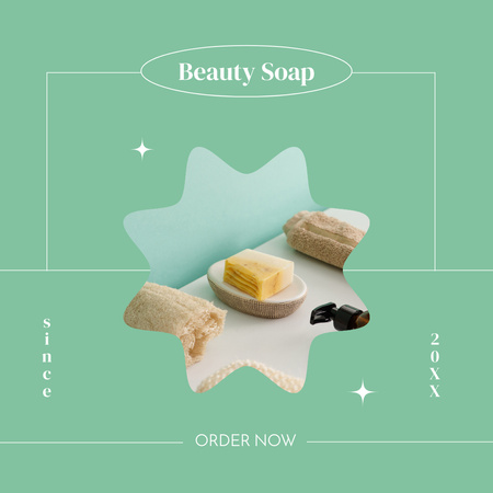 Template di design cura della pelle naturale con sapone biologico Instagram