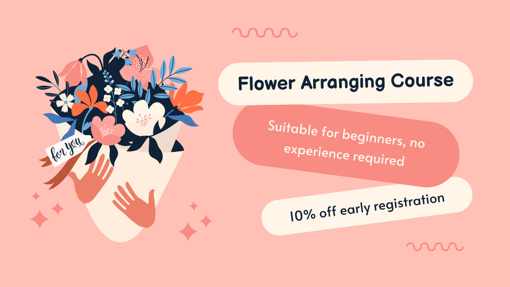 Nice Discount for Early Registration for Flower Design Course Youtube Thumbnail Tasarım Şablonu