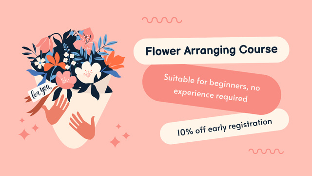 Ontwerpsjabloon van Youtube Thumbnail van Nice Discount for Early Registration for Flower Design Course
