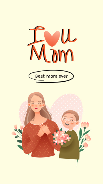 Son Gives Flowers to Mom on Mother's Day Instagram Story Tasarım Şablonu