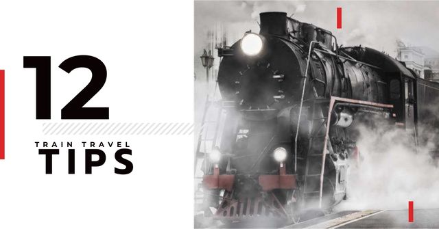 Designvorlage Train travel tips with old train für Facebook AD