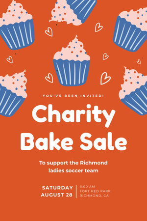 Szablon projektu Charity Bake Sale with Yummy Muffins Invitation 6x9in