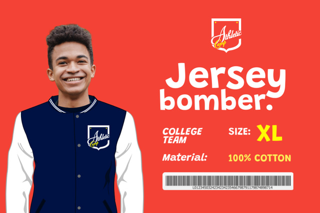 Student Jersey Bomber Sale Label Tasarım Şablonu