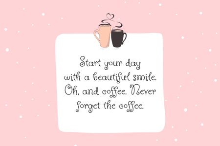 Citation about Starting Day with Coffee Postcard 4x6in Design Template