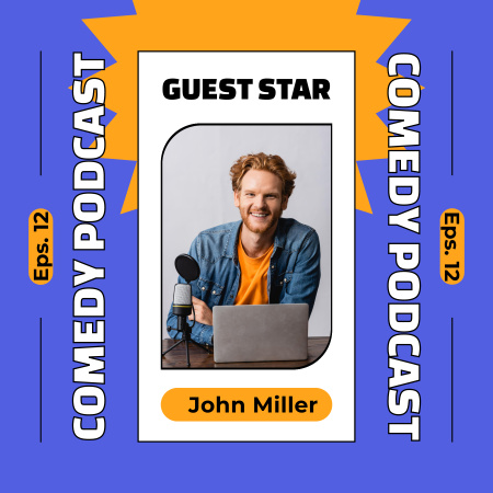 Comedy Episode Ad with Guest Star Podcast Cover Design Template