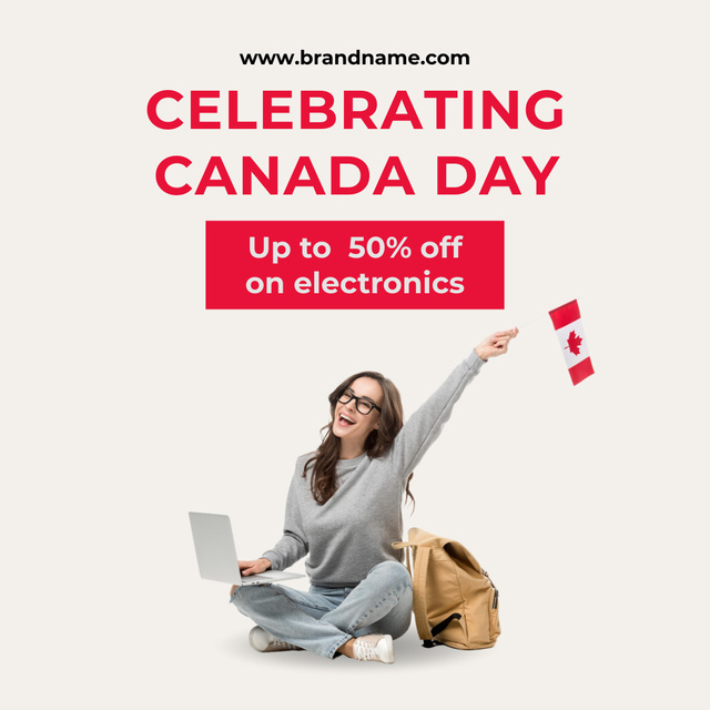 Authentic Announcement for Canada Day Discounts Instagram Design Template