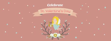 Valentine's Day Greeting with Cute Angel Facebook cover Design Template