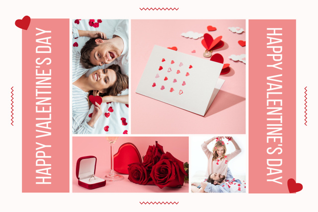 Platilla de diseño Valentine's Day Celebration With Gifts And Roses Mood Board