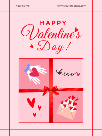 Поздравление с Днем святого Валентина с милыми иллюстрациями Poster US – шаблон для дизайна