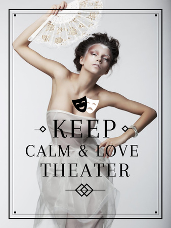 Theater Quote Woman Performing in White Poster US Design Template