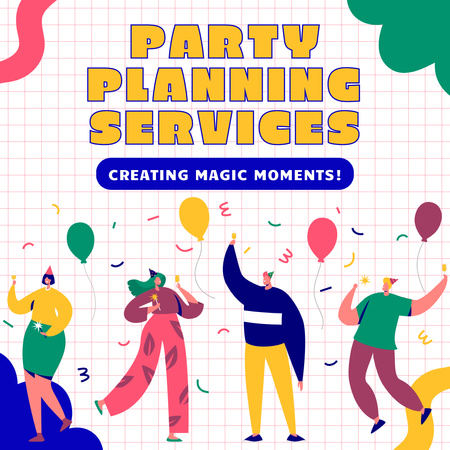 Ontwerpsjabloon van Social media van Partyplanningsservice met magische momenten
