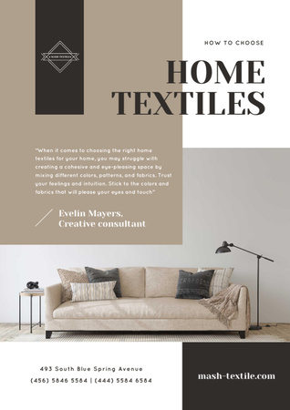 Designvorlage Home Textiles Review with Cozy Sofa für Newsletter