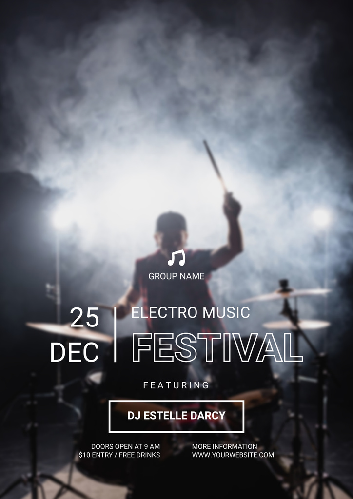 Electro Music Festival Announcement Poster tervezősablon