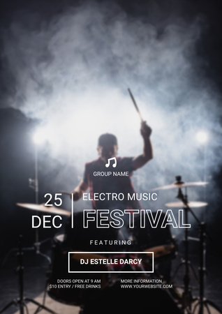 Electro Music Festival Announcement Poster Design Template