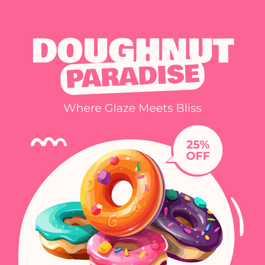 Doughnut Shop Services in Pink Instagram AD tervezősablon