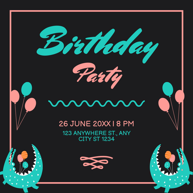 Modèle de visuel Birthday Party Illustrated Announcement - Instagram