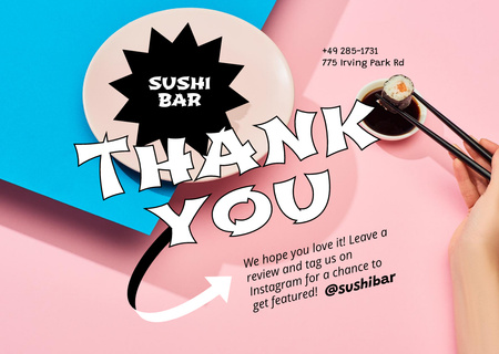 Sushi Bar's Gratitude for Order Card Design Template