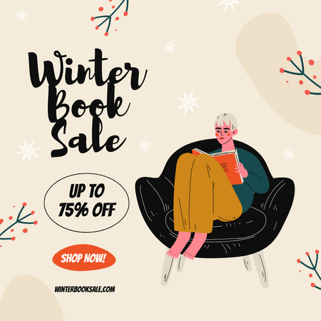 Plantilla de diseño de Winter Book Sale Instagram 