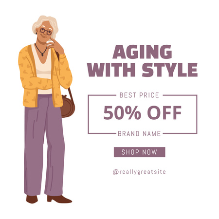 Yaşlılar İçin Şık Giyim Satış Teklifi Instagram Tasarım Şablonu