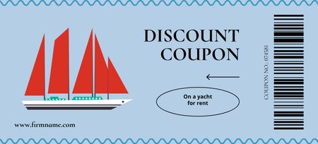 Yacht Rent Voucher with Sailboat Coupon 3.75x8.25in Design Template