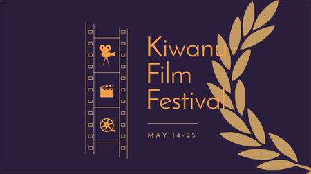 Film Festival Announcement with Movie Projector and Branch FB event cover Design Template