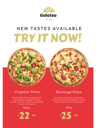 Italian Restaurant Promotion with Pizza Offer Poster US Modelo de Design
