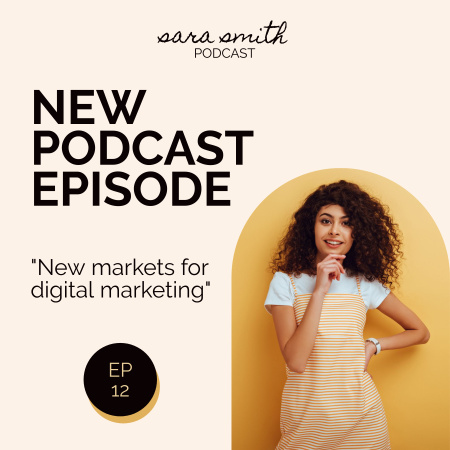 New Markets For Digital Marketing Podcast Cover Tasarım Şablonu