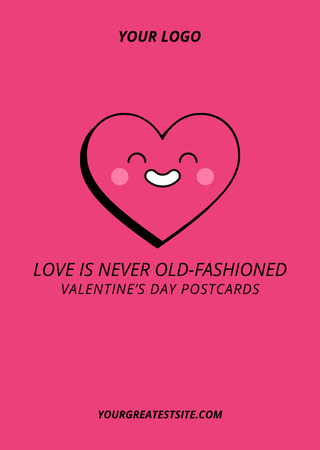 Valentine's Day Celebration with Cute Heart Postcard A6 Vertical – шаблон для дизайна