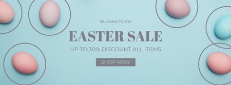 Easter Offer with Painted Eggs on Blue Facebook cover Design Template