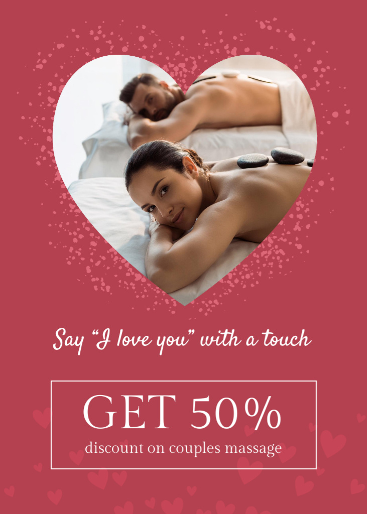 Ontwerpsjabloon van Flayer van Couple Massage Offer on Valentine's Day