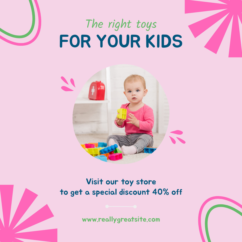 Ontwerpsjabloon van Instagram AD van Sale of Right Toys for Children