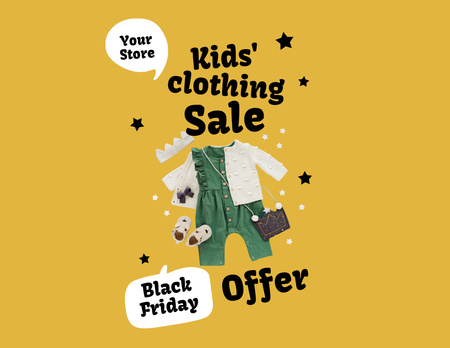 Template di design Sale Clothes for Little Girls on Black Friday Flyer 8.5x11in Horizontal